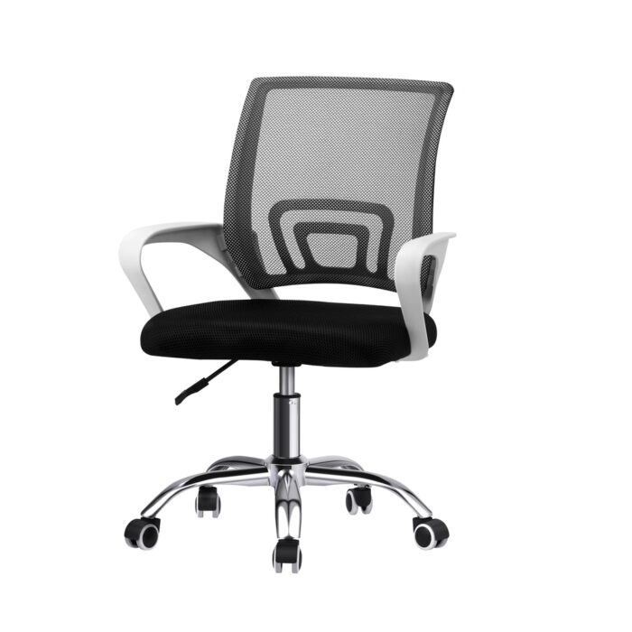 Oikiture Mesh Office Chair Foam Seat White&Black - Image 8