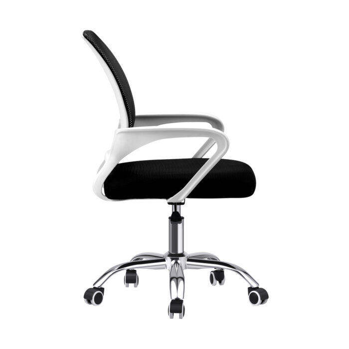Oikiture Mesh Office Chair Foam Seat White&Black - Image 4