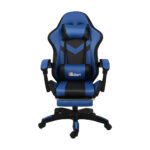 Oikiture Racing Gaming Chair 7 RGB LED 8 Points Massage Black&Blue - Image 3