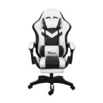 Oikiture Racing Gaming Chair 7 RGB LED 8 Points Massage Black&White - Image 7