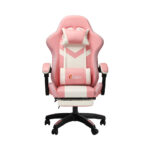 Oikiture Racing Gaming Chair 7 RGB LED 8 Points Massage Pink&White - Image 4