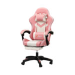 Oikiture Racing Gaming Chair 7 RGB LED 8 Points Massage Pink&White - Image 5