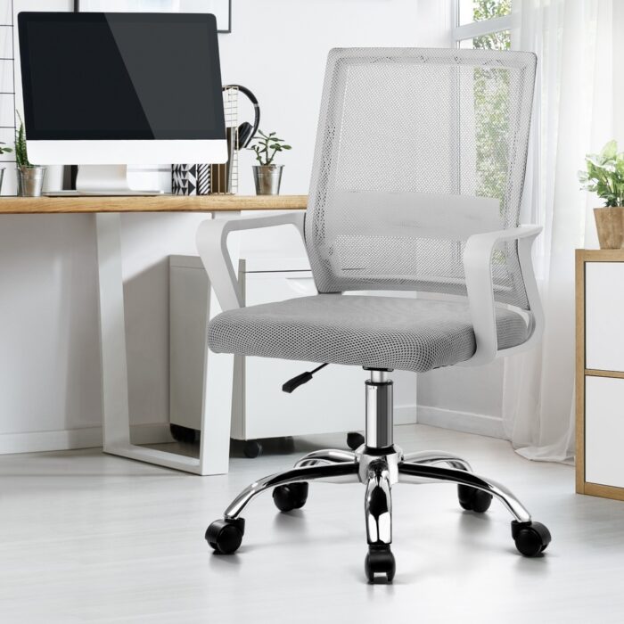 Oikiture Mesh Office Chair Executive Computer Seat White - Image 6