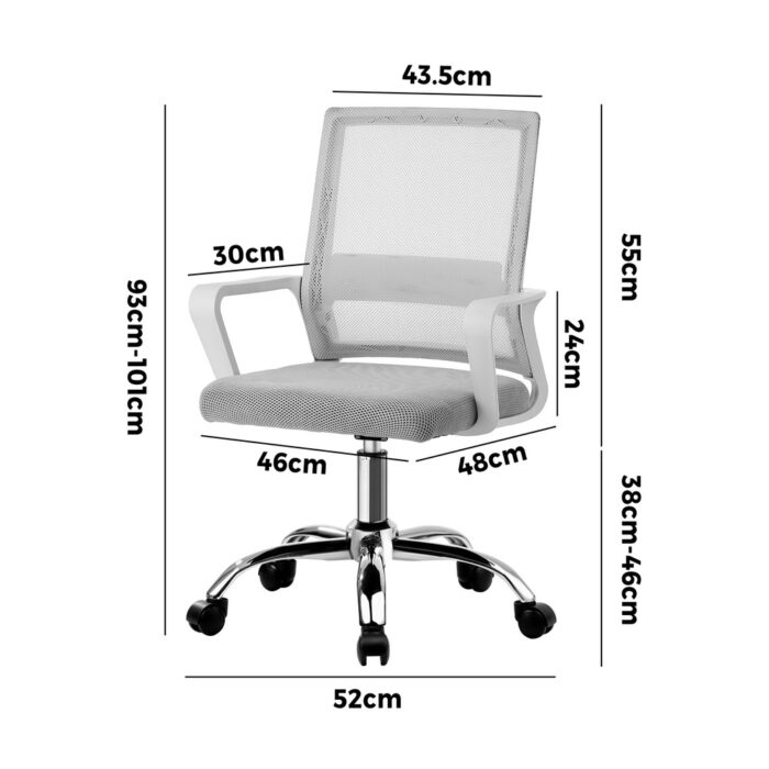 Oikiture Mesh Office Chair Executive Computer Seat White - Image 4