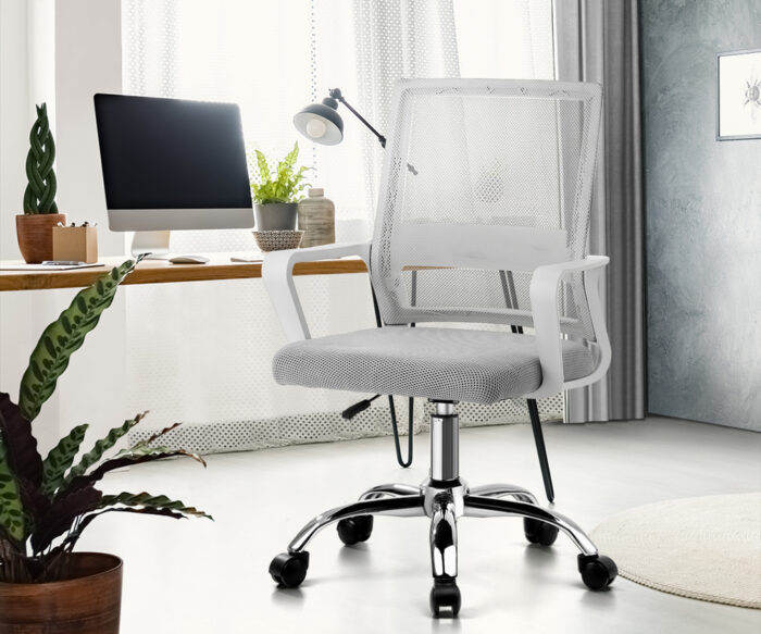 Oikiture Mesh Office Chair Executive Computer Seat White - Image 5