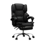 Oikiture Massage Office Chair PU Footrest Black