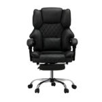 Oikiture Massage Office Chair PU Footrest Black - Image 3