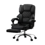 Oikiture Massage Office Chair PU Footrest Black - Image 7