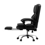 Oikiture Massage Office Chair PU Footrest Black - Image 2