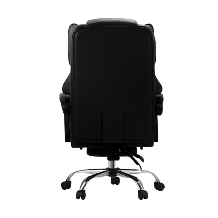 Oikiture Massage Office Chair PU Footrest Black - Image 5