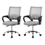 Artiss 2x Mesh Office Chair Mid Back Grey