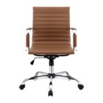 Artiss Office Chair Conference Chairs PU Leather Mid Back Brown - Image 3
