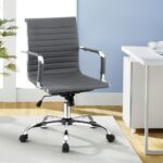 Artiss Office Chair Conference Chairs PU Leather Mid Back Grey