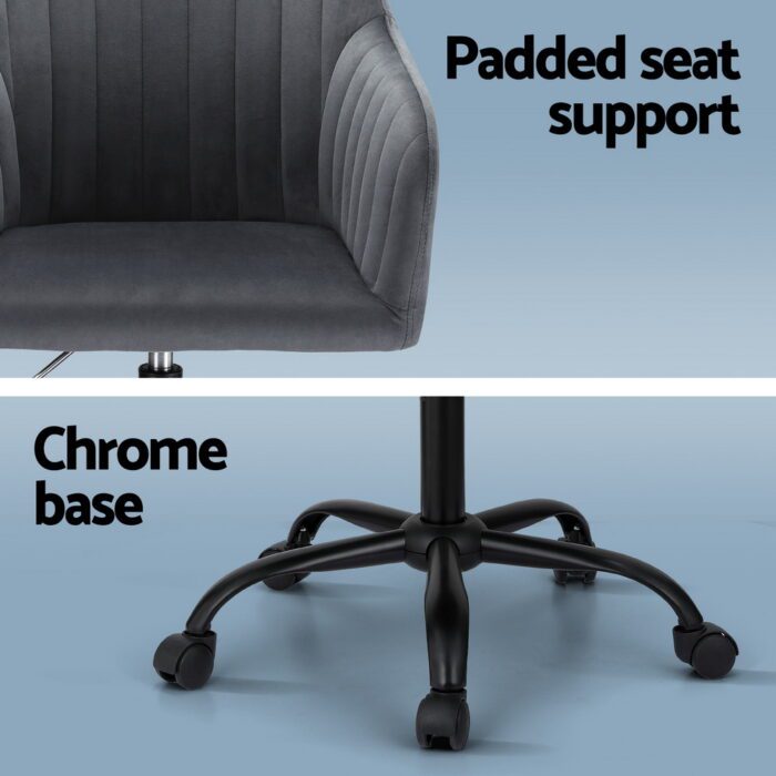 Artiss Office Chair Velvet Seat Dark Grey - Image 6