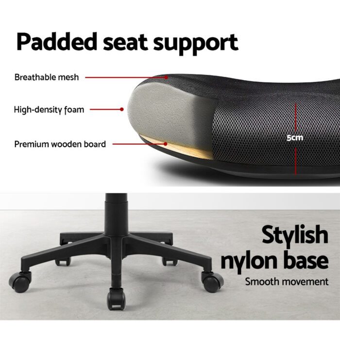 Artiss Mesh Office Chair Mid Back Black - Image 6