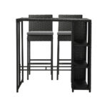 Livsip Outdoor Bar Table Stools Set Rattan 3 Piece
