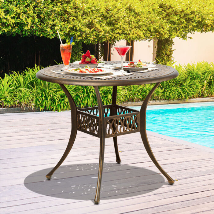Livsip Garden Table Bronze Cast Aluminium Dining Table 75cm - Image 2