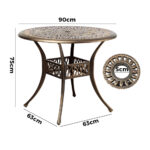 Livsip Garden Table Bronze Cast Aluminium Dining Table 75cm - Image 5