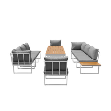 Livsip 8 Seater Outdoor Dining Set Sofa Side Table Furniture White