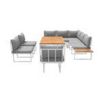 Livsip 8 Seater Outdoor Dining Sofa Set with Side Table White - Image 5