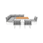Livsip 8 Seater Outdoor Dining Sofa Set with Side Table White - Image 3