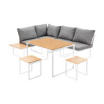 Livsip 6 Seater Outdoor Dining Sofa Set Lounge Furniture White