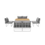 Livsip 6 Seater Outdoor Dining Sofa Set with Cushions White - Image 7