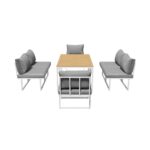 Livsip 6 Seater Outdoor Dining Sofa Set with Cushions White - Image 5