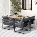 Livsip 5PCS Outdoor Dining Set Garden Table Chairs with Cushions - Image 5