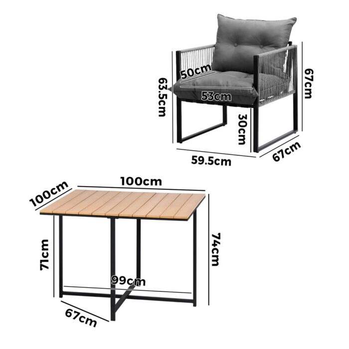 Livsip 5PCS Outdoor Dining Set Garden Table Chairs with Cushions - Image 6