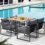 Livsip 5PCS Outdoor Dining Set Garden Table Chairs with Cushions - Image 9