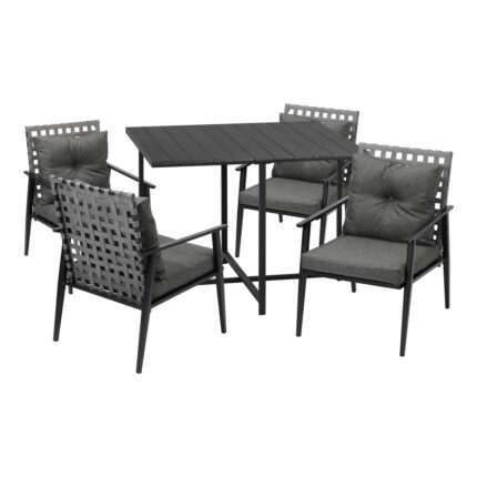 Livsip 5PCS Outdoor Dining Set Black Table and Rattan Chairs