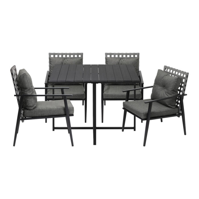 Livsip 5PCS Outdoor Dining Set Black Table and Rattan Chairs - Image 8