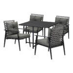 Livsip 5PCS Outdoor Dining Set Black Table and Rattan Chairs - Image 3