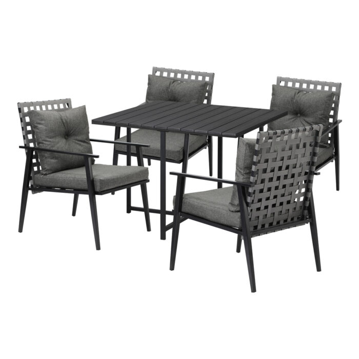 Livsip 5PCS Outdoor Dining Set Black Table and Rattan Chairs - Image 3
