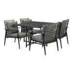 Livsip 5PCS Outdoor Dining Set Black Table and Rattan Chairs - Image 2