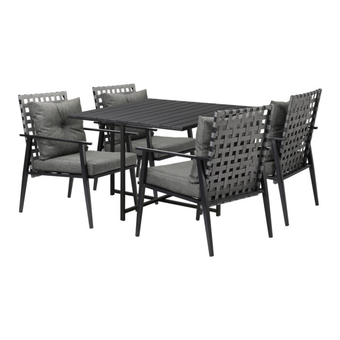 Livsip 5PCS Outdoor Dining Set Black Table and Rattan Chairs - Image 2