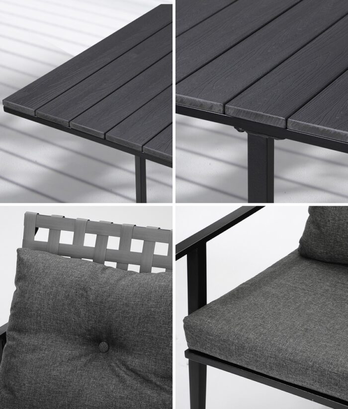 Livsip 5PCS Outdoor Dining Set Black Table and Rattan Chairs - Image 9