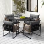 Livsip Outdoor Dining Set Black Table 4 Seater - Image 2