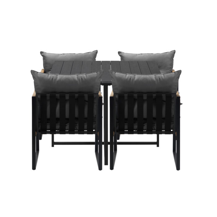 Livsip Outdoor Dining Set Black Table 4 Seater - Image 9