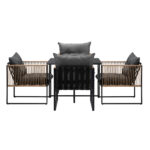 Livsip Outdoor Dining Set Black Table 4 Seater - Image 7