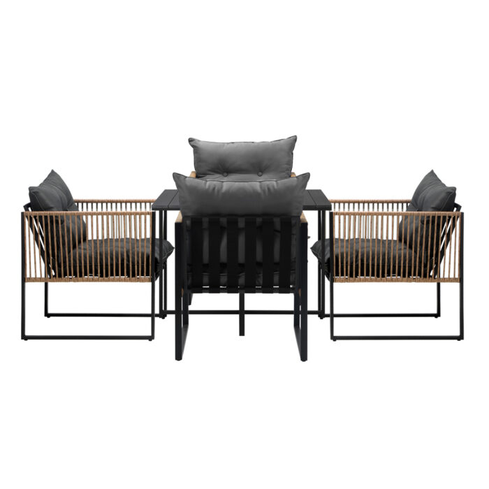 Livsip Outdoor Dining Set Black Table 4 Seater - Image 7