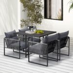 Livsip 5PCS Outdoor Dining Set Garden Table Sofa Chairs with Cushions - Image 8