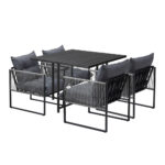 Livsip 5PCS Outdoor Dining Set Garden Table Sofa Chairs with Cushions
