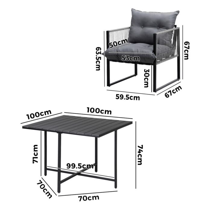 Livsip 5PCS Outdoor Dining Set Garden Table Sofa Chairs with Cushions - Image 2