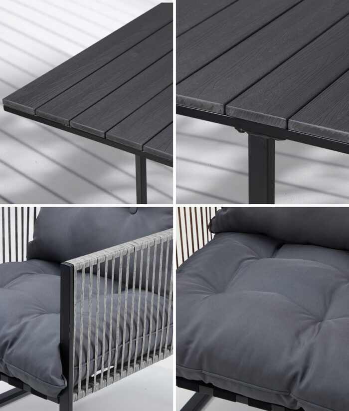 Livsip 5PCS Outdoor Dining Set Garden Table Sofa Chairs with Cushions - Image 6