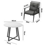 Livsip Outdoor Dining Set 2 Seater Marble Table Rattan Armchair - Image 5