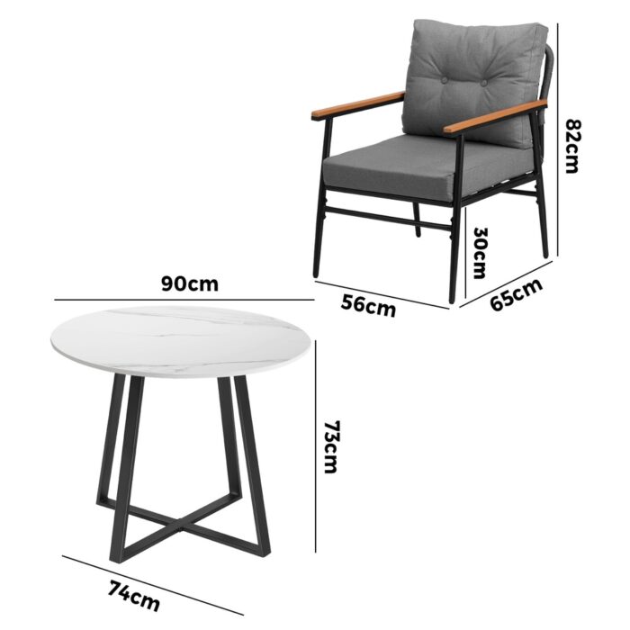 Livsip Outdoor Dining Set 3PCS Garden Lounge Setting - Image 5