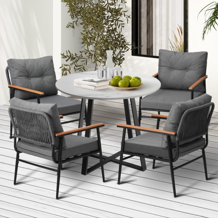 Livsip Outdoor Dining Set 5PCS Garden Lounge Setting - Image 4