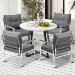 Livsip Outdoor Dining Set 4 Seater Marble Table - Image 2